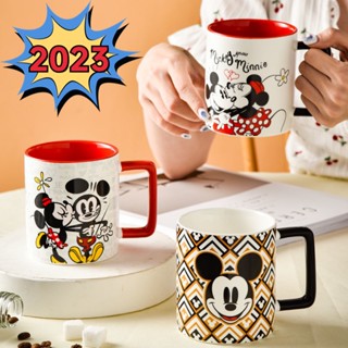 Graby2023 แก้วกาแฟเซรามิค ลายการ์ตูนมิกกี้ มินนี่เมาส์น่ารัก สร้างสรรค์ ของใช้ในครัวเรือน สํานักงาน นม ซีเรียล [สุดคุ้ม CP]