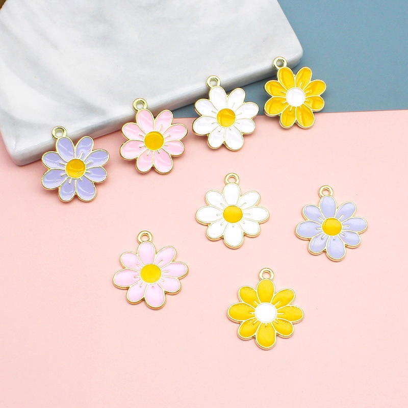 จี้สร้อยคอ ต่างหู รูปดอกไม้ โลหะผสม แฮนด์เมด DIY 093 2 ชิ้น ต่อล็อต