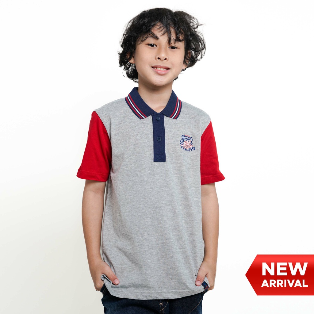 เสื้อยืดคอปกสีเทาเด็กชาย Cressida - DB013W