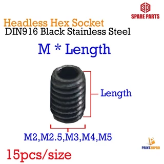 Headless Hex Socket M2 M2.5 M3 M4 M5 DIN916 Stainless Steel Set Screw,Groove Screw น็อตล็อคหกกเหลี่ยม