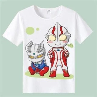 กางเกงผ้าร่มขายาว✉Ultraman เสื้อยืดเด็กเสื้อยืดเด็กไข่เค็ม Superman เกราะนักรบเสื้อผ้าการ์ตูนอะนิเมะแขนสั้น_05