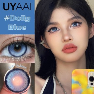 Uyaai คอนแทคเลนส์ บิ๊กอาย แบบนิ่ม สีฟ้า สไตล์เกาหลี สําหรับบ้านตุ๊กตา 14.5 มม.