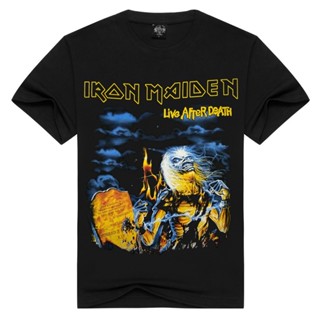 Yuanl5 [พร้อมส่ง] เสื้อยืดแขนสั้นลําลอง ผ้าฝ้าย 100% พิมพ์ลาย Iron Maiden T916 พลัสไซซ์ ของขวัญวันเกิด สําหรับผู้ชาย XS-