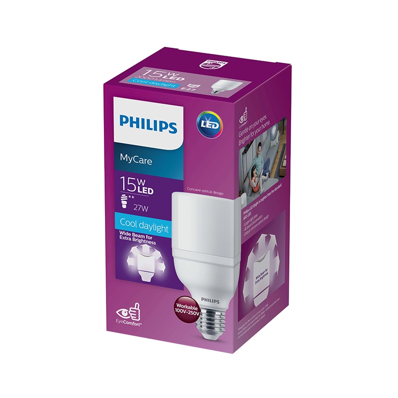 หลอดไฟ LED 15 วัตต์ Cool Daylight PHILIPS รุ่น LEDBRIGHT T70 E27