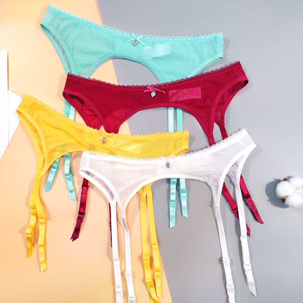 2 ชิ้นเซ็กซี่ลูกไม้ garter เข็มขัดโปร่งใสชุดชั้นใน suspender เข็มขัด SML XL XXL สีขาว/ไวน์สีแดง/สีเหลือง/สีเขียว garters ถุงน่อง