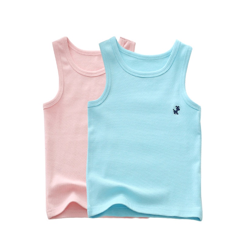 พร้อมส่ง เสื้อกั๊ก แขนกุด ปักลายลูกสุนัข I-Shaped สีแคนดี้ 90-160 ซม. สําหรับเด็กผู้ชาย และเด็กผู้หญิง