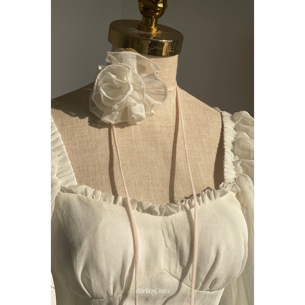 Darling.ism - สร้อยคอผ้าลินินรังผึ้งแฮนด์เมดดอกไม้