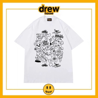 Drew House Letter Graffiti Smiley Face Niche Street Wear Justin Bieber Loose Couple Pure Cotton Short-Sleeved T-Shi_01