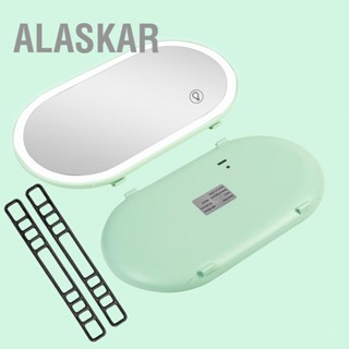 ALASKAR กระจกบังแดดรถยนต์พร้อมไฟ LED สวิตช์สัมผัสกระจก HD Universal Sun Shading Cosmetic Mirror