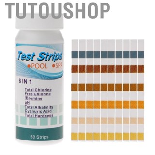 Tutoushop 6 in 1 Water Test Strips Quality Testing Stripes Pool Spas for Total Chlorine Free Bromine Alkalinity Cyanuric Acid and Hardness