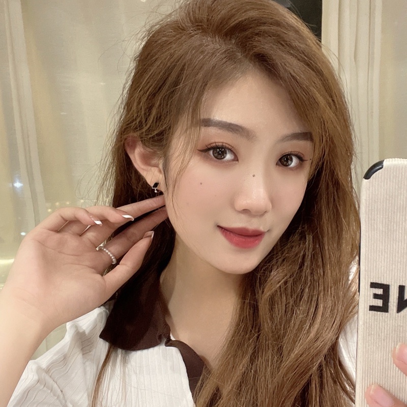 Roselife ต่างหูห่วง เงิน S925 ทรงสี่เหลี่ยมผืนผ้า ขนาดเล็ก สีดํา เครื่องประดับ สําหรับผู้หญิง 1 คู่