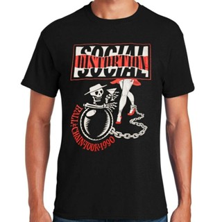 Retro Casual Tops All-match Vintage Social Distortion Ball Chain Tour 1990 Punk Rock Music Band T Shirt_03