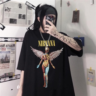 Harajuku Retro Fun Women Tshirt Short-Sleeved Angel Wings Express Clothing Vegan Cotton Gothic Punk_03