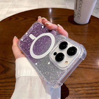 เคสโทรศัพท์มือถืออะคริลิคใส แบบแข็ง แต่งกลิตเตอร์ ไล่โทนสี หรูหรา สําหรับ iPhone 14 13 12 11 Pro Max 11pro 13 14 promax 14 Plus