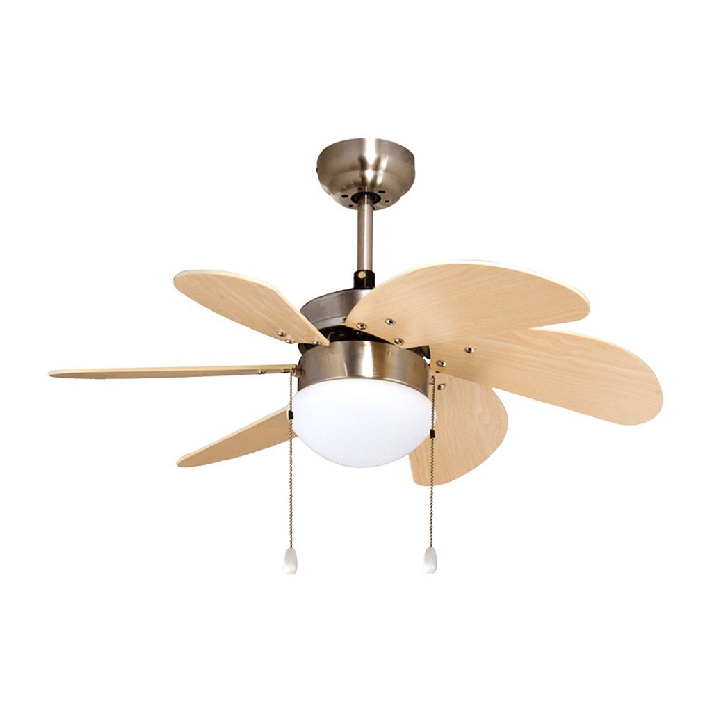 พัดลมโคมไฟพลายวู้ด WIN FAVOUR รุ่น H09 ขนาด 30 นิ้ว สีนิกเกิล