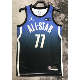 hot pressed 2023 nba all star No. 77 Doncic blue basketball jersey