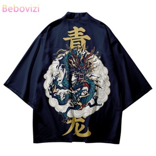 Fashion Dragon Print Black Shirts Traditional Kimono Men Women Yukata Japanese Samurai Cardigan Cosplay Haori Asian_02