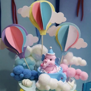 อุปกรณ์ตกแต่งเค้กหัวใจดาวมงกุฎกระต่าย5ชิ้น HBD ชุดเซ็ท CAKE ป้ายตกแต่งเค้ก C26