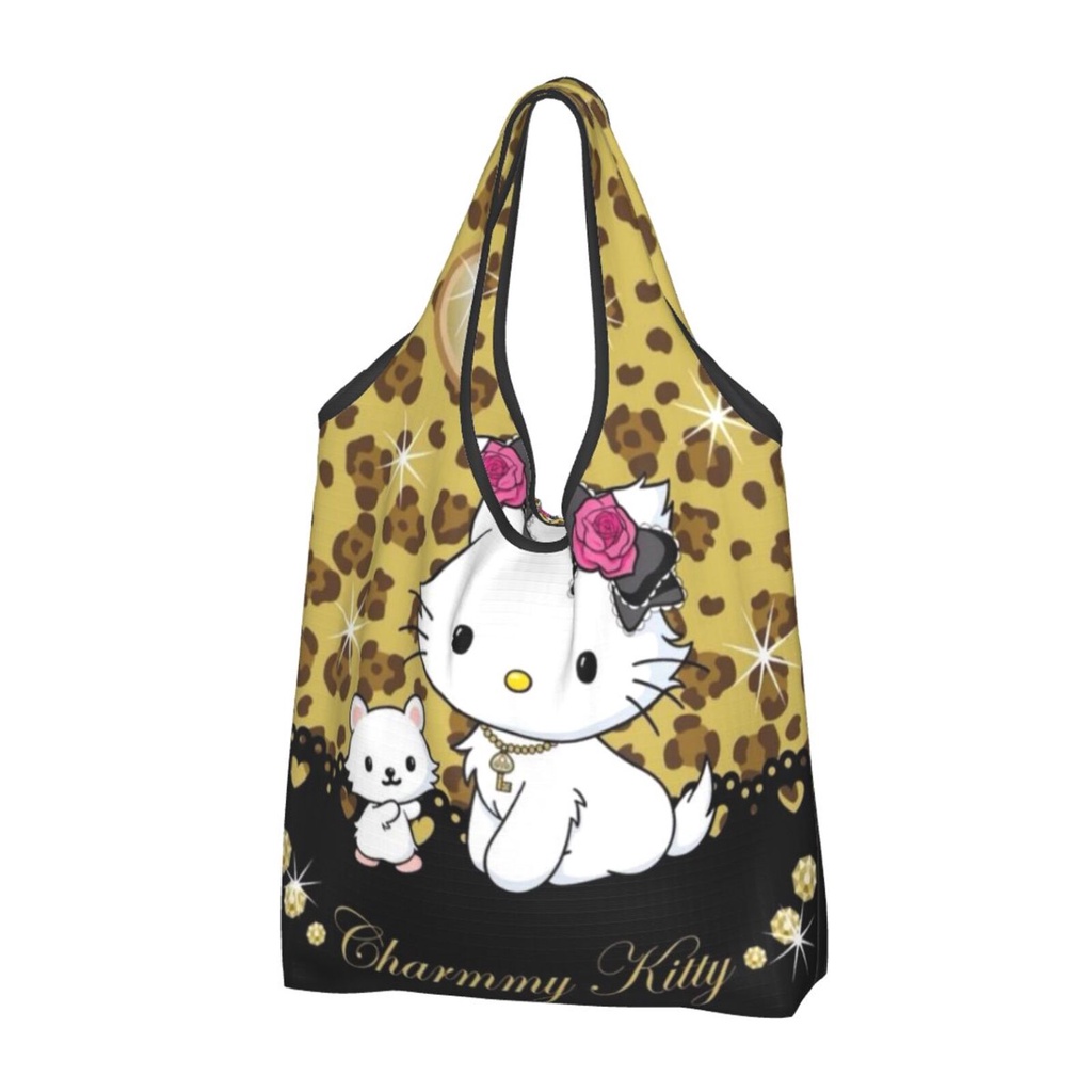 Sanrio Charmmy Kitty กระเป๋าช้อปปิ้ง แบบพกพา พับได้ ใช้ซ้ําได้ (38*64 ซม.)