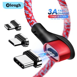 Elough 3A สายชาร์จแม่เหล็ก Type C 90 องศา Micro USB ชาร์จเร็ว