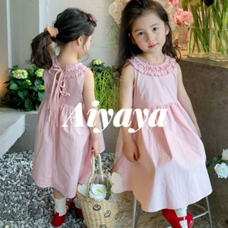 Aiyaya ชุดเด็กพร้อมส่ง เสื้อผ้าเด็กผู้หญิง ชุดเดรสเด็กผู้หญิง ชุดสีชมพู น่ารักหวานสไตล์（528）