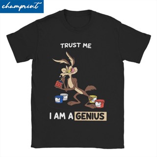 Trust Me I Am A Genius Coyote Roadrunner T-Shirt Men Creative Cotton Tee Shirt Crewneck Short Sleeve T Shirt Tops