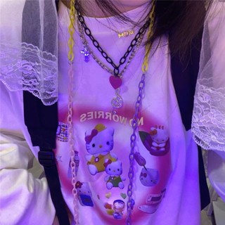 เสื้อยืดแขนสั้นลําลอง ผ้าฝ้าย 100% พิมพ์ลาย Hello kitty ทรงหลวม เข้ากับทุกการแต่งกาย สําหรับนักเรียนหญิง