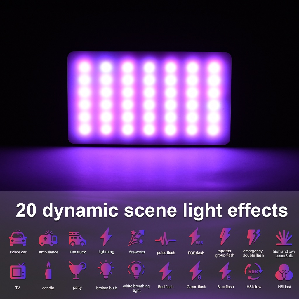Andoer W140 ชุดไฟวิดีโอ LED RGB CRI95+ 2500K-9000K หรี่แสงได้ 20 เอฟเฟค พร้อมขาตั้งกล้อง หัวบอล สําหรับคอมพิวเตอร์ตั้งโต๊ะ