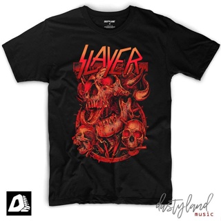 เสื้อยืดผู้ เสื้อยืด ลายวง Slayer REPENTLESS SKULL S-5XL