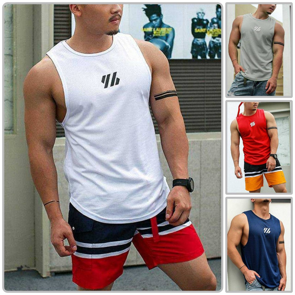 เสื้อออกกำลังกาย  เสื้อกล้ามแขนกุดผู้ชาย  ใส่ออกกำลังกายผ้านิ่มนุ่ม ซักง่ายแห้งไว