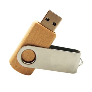 แฟลชไดรฟ์ USB แบบไม้ หมุนได้ ลายโลโก้ที่กําหนดเองฟรี