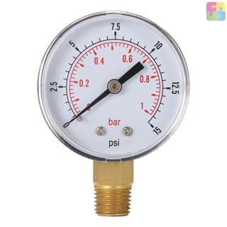 เครื่องวัดความดันไฮดรอลิค มาโนมิเตอร์ 50 มม. 0~15psi 0~1bar เกลียว NPT 1/4 นิ้ว