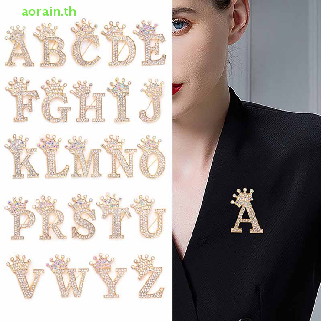# ใหม่ เข็มกลัด # เข็มกลัด รูปมงกุฎตัวอักษร A ถึง Z ประดับคริสตัล พลอยเทียม 26 ตัว แฟชั่นสําหรับผู้หญิง ใส่ในชุดแต่งงาน