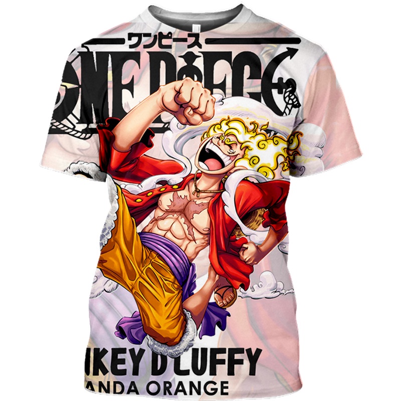 เสื้อยืดคอกลม แขนสั้น พิมพ์ลายอนิเมะ One Piece 3D แฟชั่นฤดูร้อน สําหรับผู้ชาย