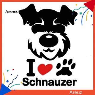 สติกเกอร์สะท้อนแสง ลาย I Love Schnauzer Puppy Dog น่ารัก สําหรับตกแต่งรถยนต์