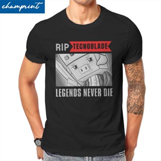 Rip Technoblade T Shirt Mens Pure Cotton Vintage T-Shirts Gamer Never Dies Tee Shirt Short Sleeve Clothing