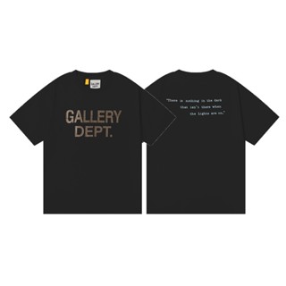 เสื้อยืดลําลอง ผ้าฝ้าย พิมพ์ลายตัวอักษร GALLERY DEPT สีดํา สไตล์สตรีท แฟชั่นสําหรับผู้ชาย และผู้หญิง