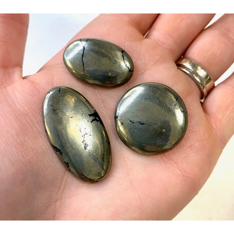 1 pc Natural Pyrite  2-3 cm Polished Cabochon Stone / Top High Quality Stone / Jewelry Stone Healing