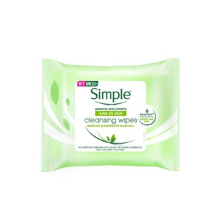 25 ซิมเพิล ไวปส์ คลีนซิ่งเฟเชียล แผ่นผลิตภัณฑ์ดูแลผิวหน้าSIMPLE CLEANSING FACIAL WIPES25 PCS.