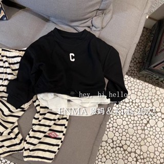 พร้อมส่ง ลดกระหน่ํา เสื้อกันหนาวลําลอง กางเกงขายาว ลายทาง สองชิ้น สไตล์เกาหลี ญี่ปุ่น แฟชั่นฤดูใบไม้ร่วง สําหรับเด็กผู้ชาย และเด็กผู้หญิง 2023