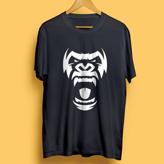 เสื้อยืด ผ้าฝ้าย พิมพ์ลาย Gorilla King Kong Ape King สีดํา สําหรับผู้ชาย และผู้หญิง_01