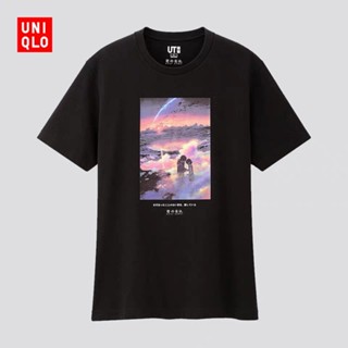 ผ้าฝ้ายแท้Uniqlo (Ut) เสื้อยืดแขนสั้น พิมพ์ลายตัวอักษร Shinkai Makoto Your Name สําหรับผู้ชายS-3XL ขนาด: S-4XL_12