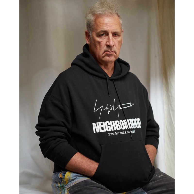 NEIGHBORHOOD YN YOSHI YOSHI YAMAMOTO CO-BRAND LOGO PRINT HOODED PULLOVER SWEATSHIRT