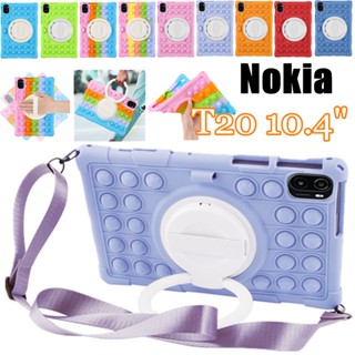 เคสบับเบิ้ล สําหรับ Nokia T20 10.4 นิ้ว Pop Fidget Toys Push It Kids Case + สายคล้องไหล่