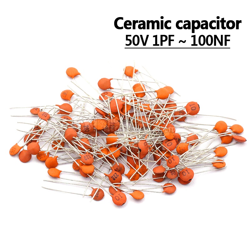 ตัวเก็บประจุเซรามิก 50V 1pF ~ 100nF 0.1uF 104 4.7PF 10PF 22PF 33PF 47PF 100PF 101 220PF 10NF 330PF 4