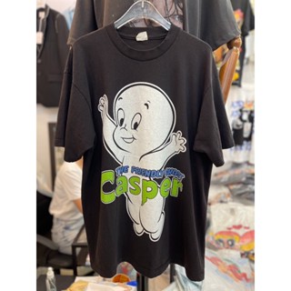 Casper⚡️เสื้อยืดผ้าฟอก Unisex Cotton 💯 งานใหม่ ทำเก่า ผ้าฟอกเฟดนุ่ม ไร้ตะเข็บข้าง สกรีนจม หน้าหลัง ⚡️⚡️