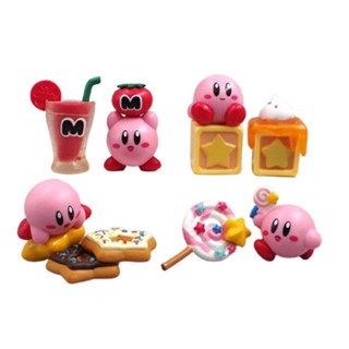 3Pcs/4Pcs/6Pcs Star Kirby Kids Toy Chef Kirby Figure Action Decorate Dolls Mini Model Toys Kawaii Cartoon Figure Doll Chef with Spoon