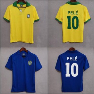 เสื้อกีฬาแขนสั้น ลายทีมชาติฟุตบอล BRAZIL PELE 1957 ชุดเหย้า สไตล์เรโทร