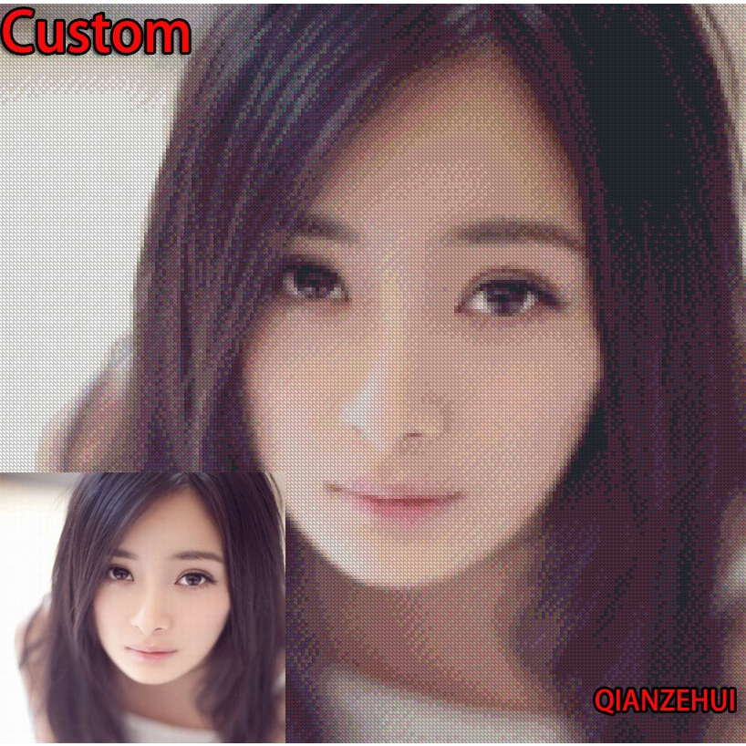 DIY Photo cussion ROUND เต็มเพชรจิตรกรรมลูกปัดกลมภาพวาดตกแต่งผนังแบบกําหนดเอง