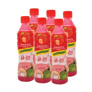 Strawberry10-25%380 6ขวดน้ำผักและน้ำผลไม้Mjoy 380มล.แพ็ค น้ำสตรอเบอร์รี่10%เอ็มจอยเอ็มจอยผสมวุ้นมะพร้าว 380Strawberry10